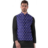 Blue mens jacquard full sleeve waistcoat