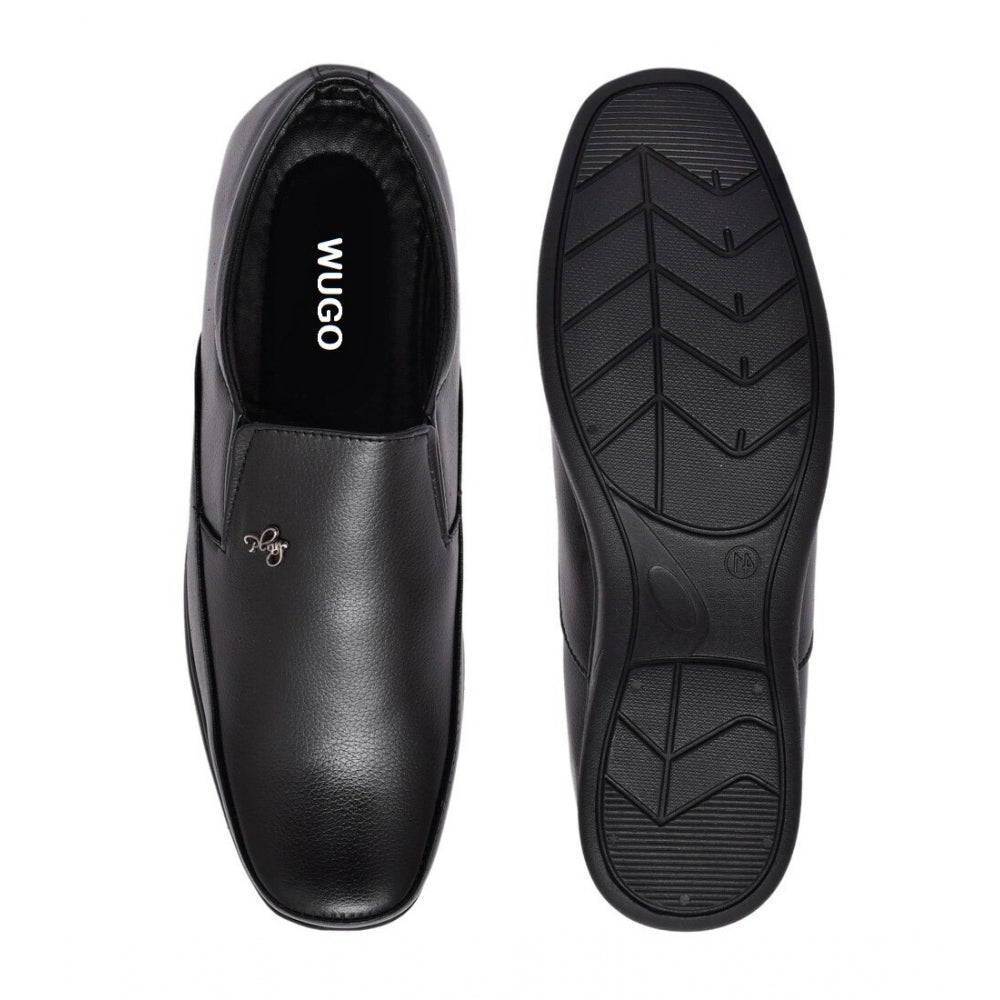 Men's black faux leather slip-on formal shoes - versatile for any formal occasion