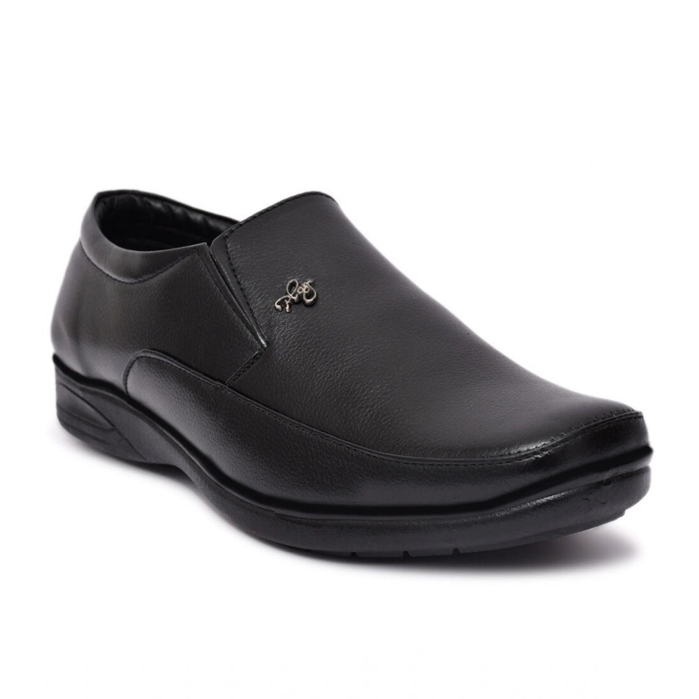 Black faux leather men's formal slip-ons for a sleek look