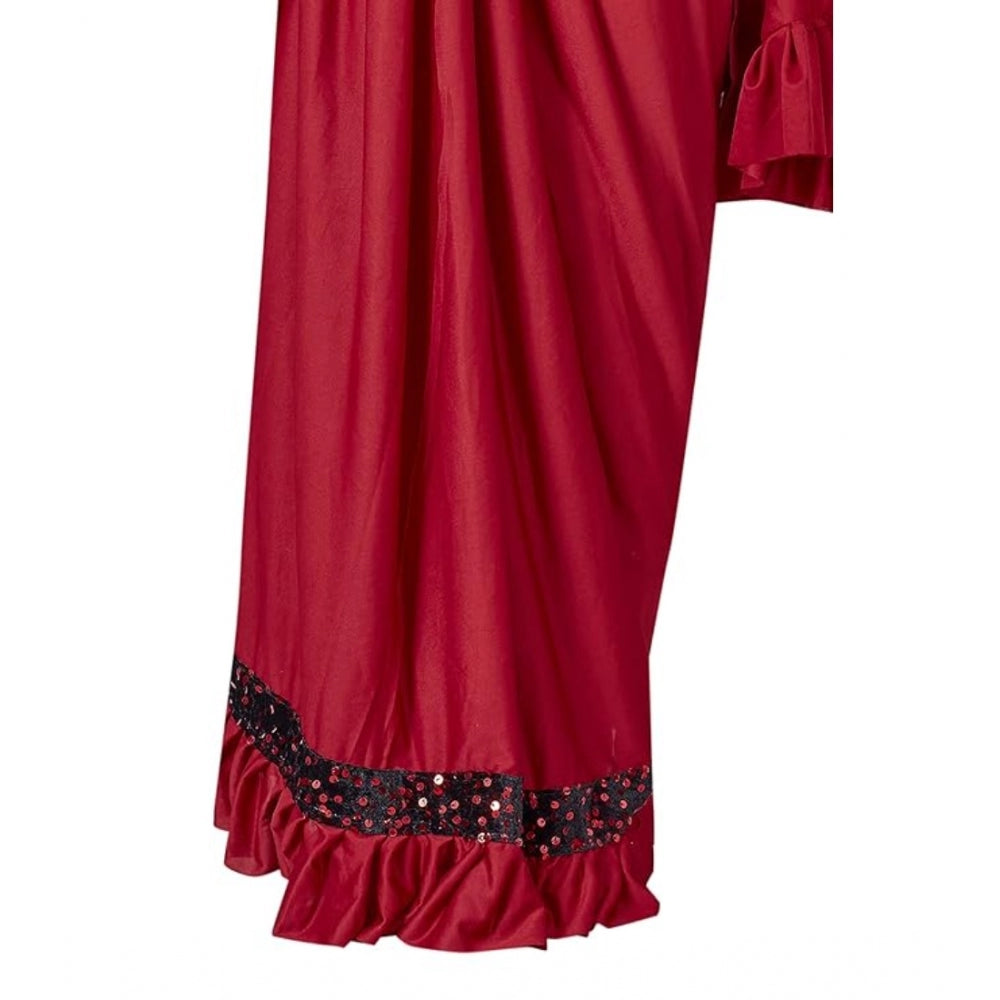 Red Lycra solid saree with unstitched blouse (5.5 mtr), women's ethnic wear on mannequin