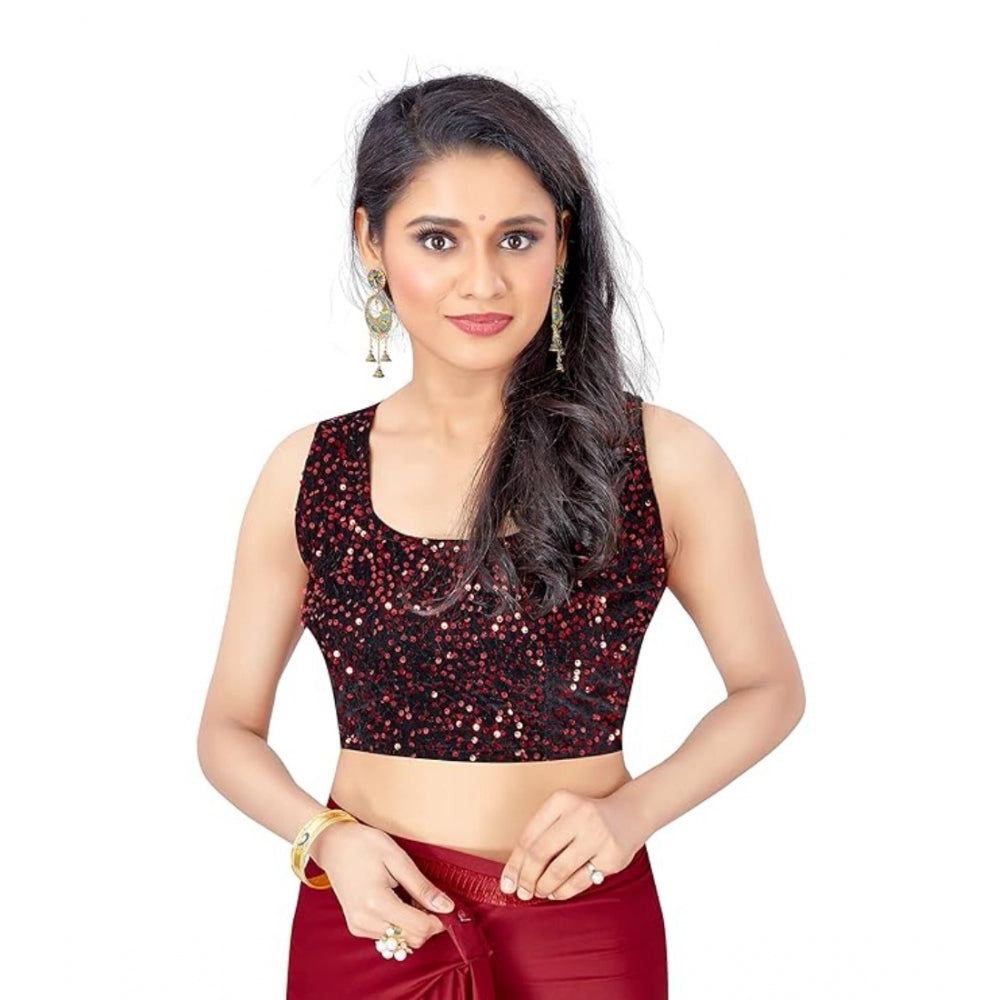 Red Lycra solid saree with unstitched blouse (5.5 mtr), women's ethnic wear for special occasions