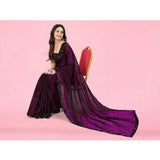 Wine Lycra floral saree with unstitched blouse (5.5 mtr), stylish women's fashion accessory for special occasions