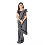 Grey Lycra solid saree with unstitched blouse (5.5 mtr), women's Indian wear accessory on mannequin
