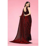Maroon Lycra floral saree with unstitched blouse (5.5 mtr), high-quality women's fashion wear