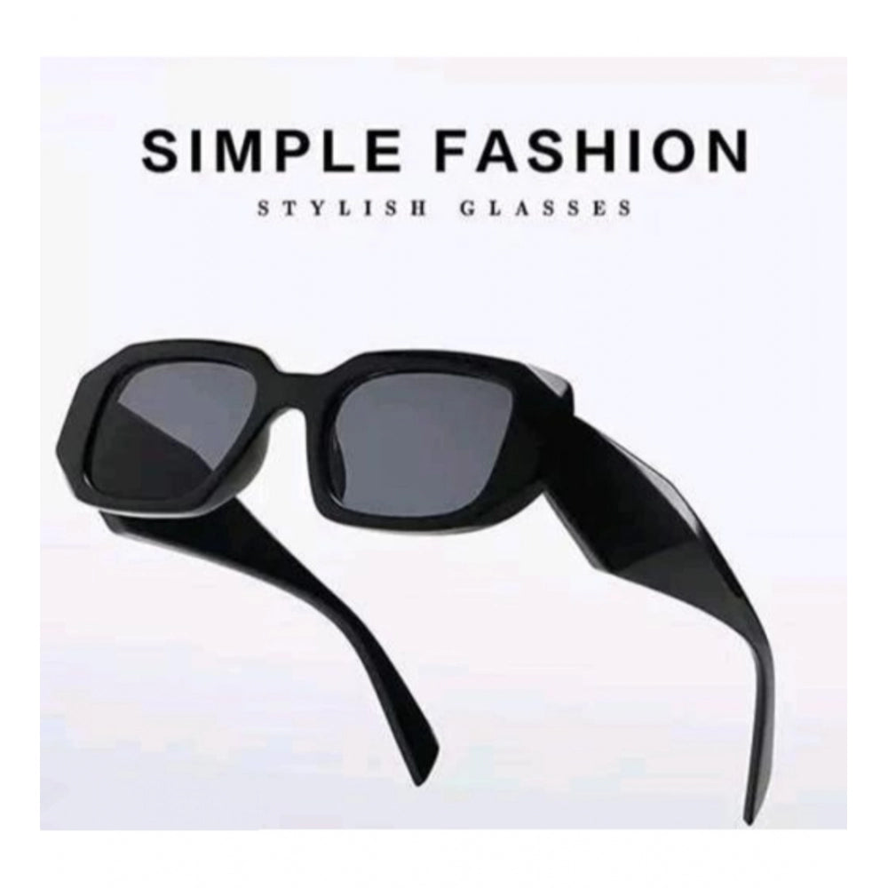 Classic black plastic square-framed unisex UV400 protection sunglasses pair, featuring two stylish shades for outdoor activities