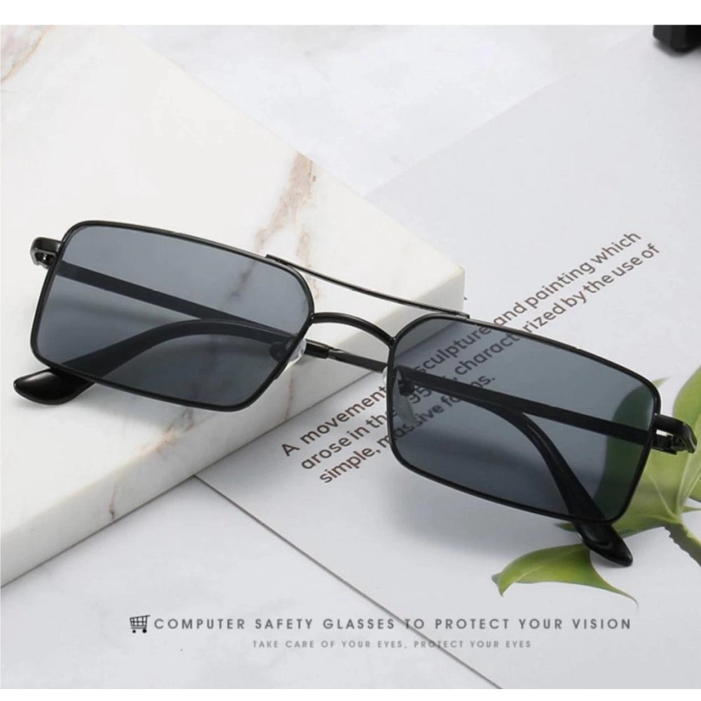 Multi-color metal unisex sunglasses with UV400 protection, rectangular frame design