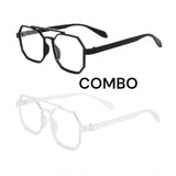 Metal square-framed, multi-colored unisex UV400 protection sunglasses (pack of 2)