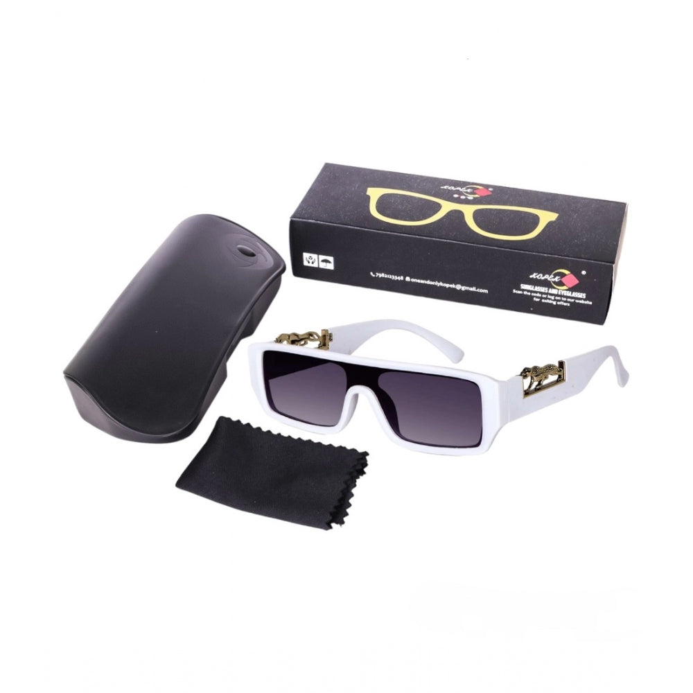 MultiColor polycarbonate unisex sunglasses with UV400 protection, retro square frame style on display stand