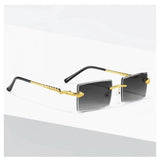 Black metal unisex sunglasses with UV400 protection, classic rectangular frame style