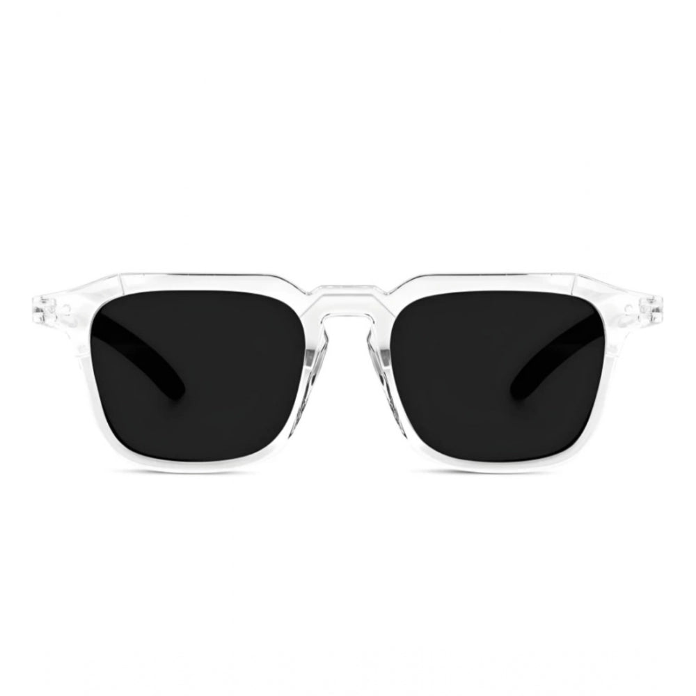 Classic white alloy unisex sunglasses with UV400 protection - pack of 2 (retro square frame)