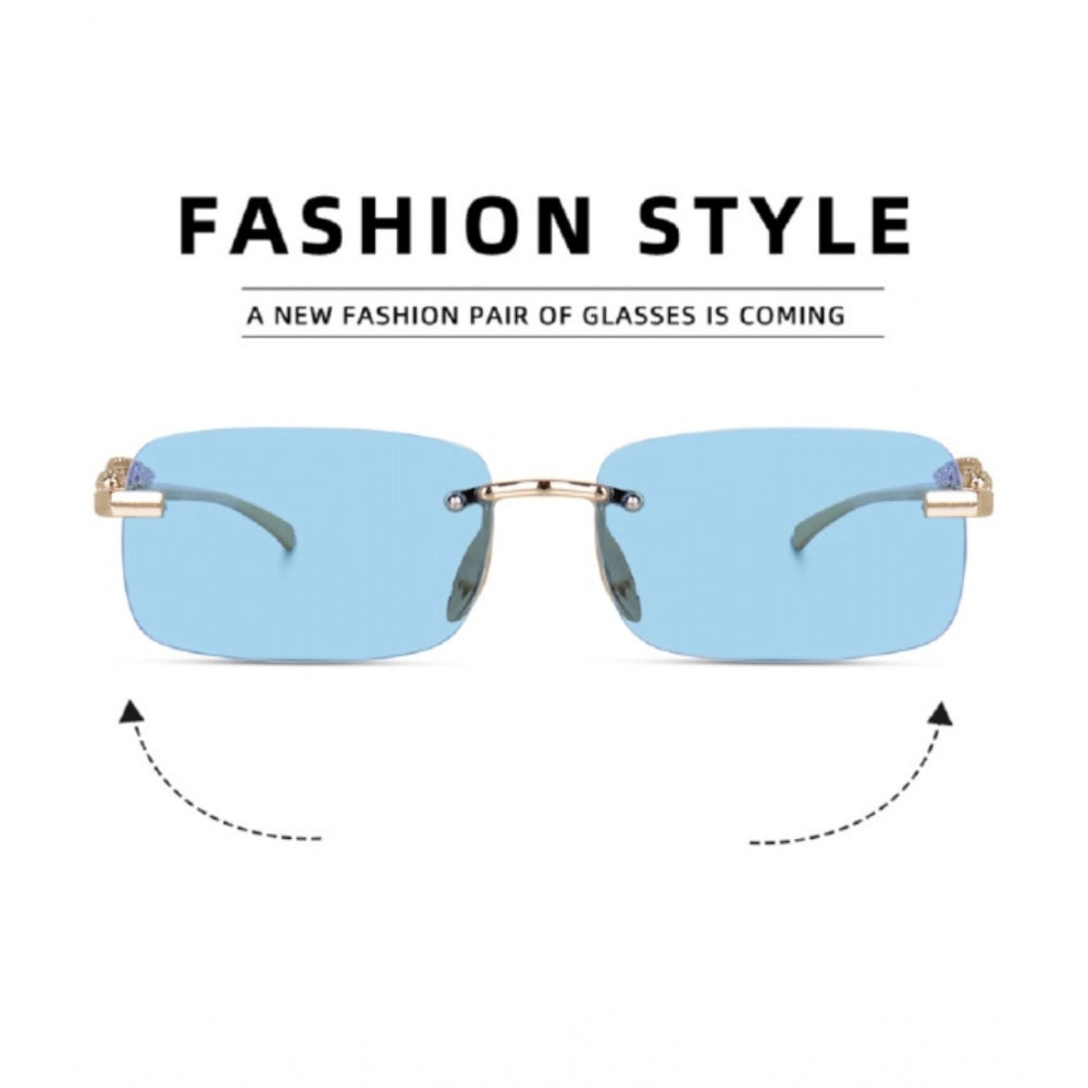 Gold metal unisex sunglasses with UV400 protection, classic rectangular frame design