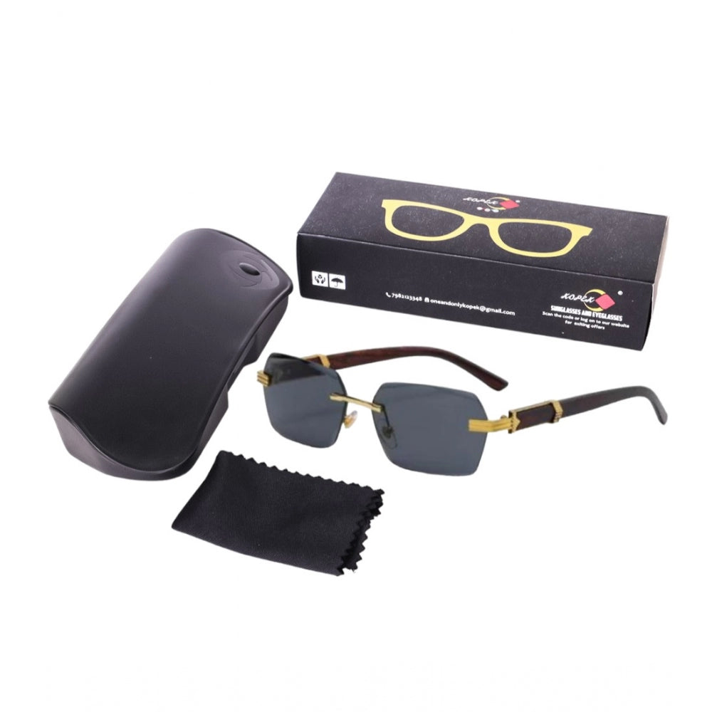 Metal rectangular sunglasses with UV400 protection, multi-colored design for unisex use