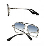Blue metal aviator sunglasses with UV400 protection for classic unisex style