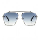 Blue metal aviator sunglasses with UV400 protection, classic unisex design for outdoor activities