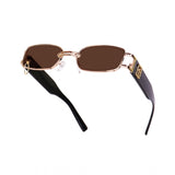 Metal rectangular multi-colored classic unisex sunglasses with UV400 protection