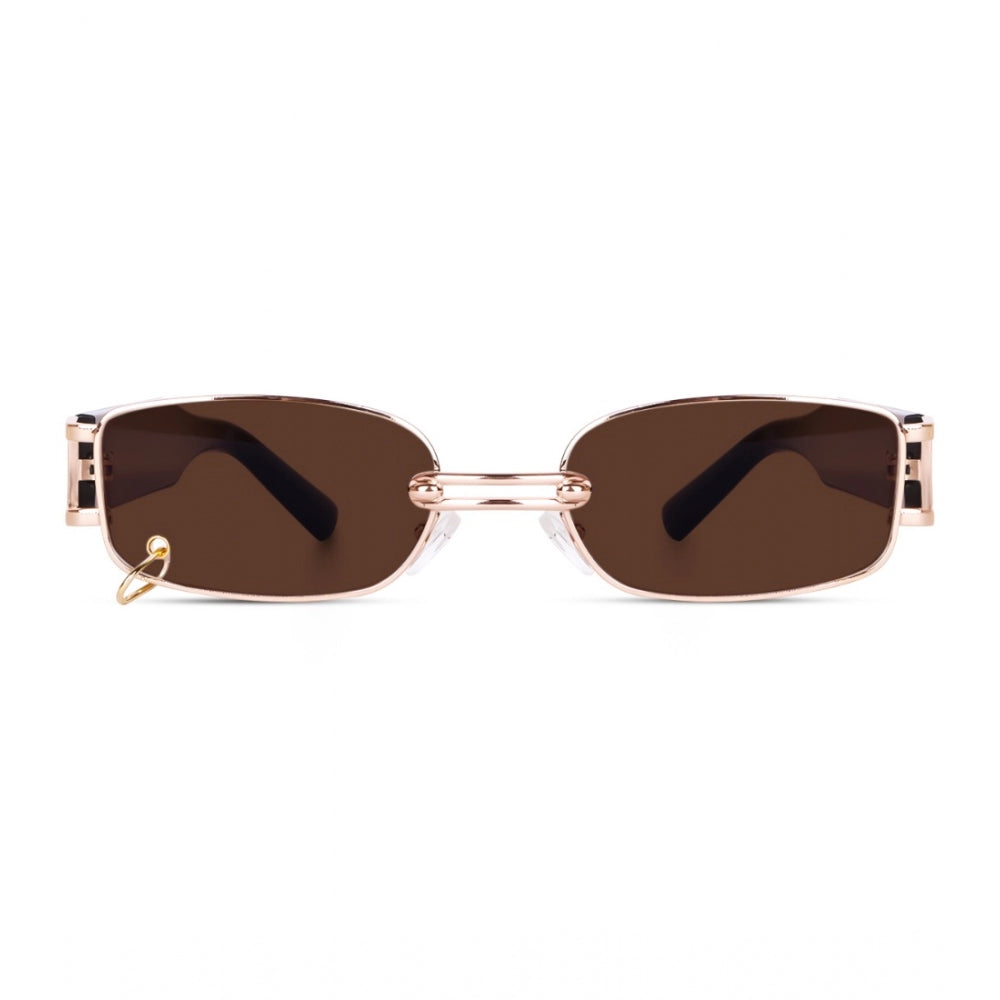 Metal rectangular sunglasses with UV400 protection, multi-colored design for unisex use