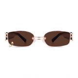Metal rectangular sunglasses with UV400 protection, multi-colored design for unisex use