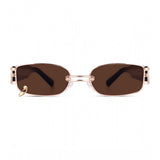 Metal multi-color rectangular sunglasses with UV400 protection for unisex use, different shades shown