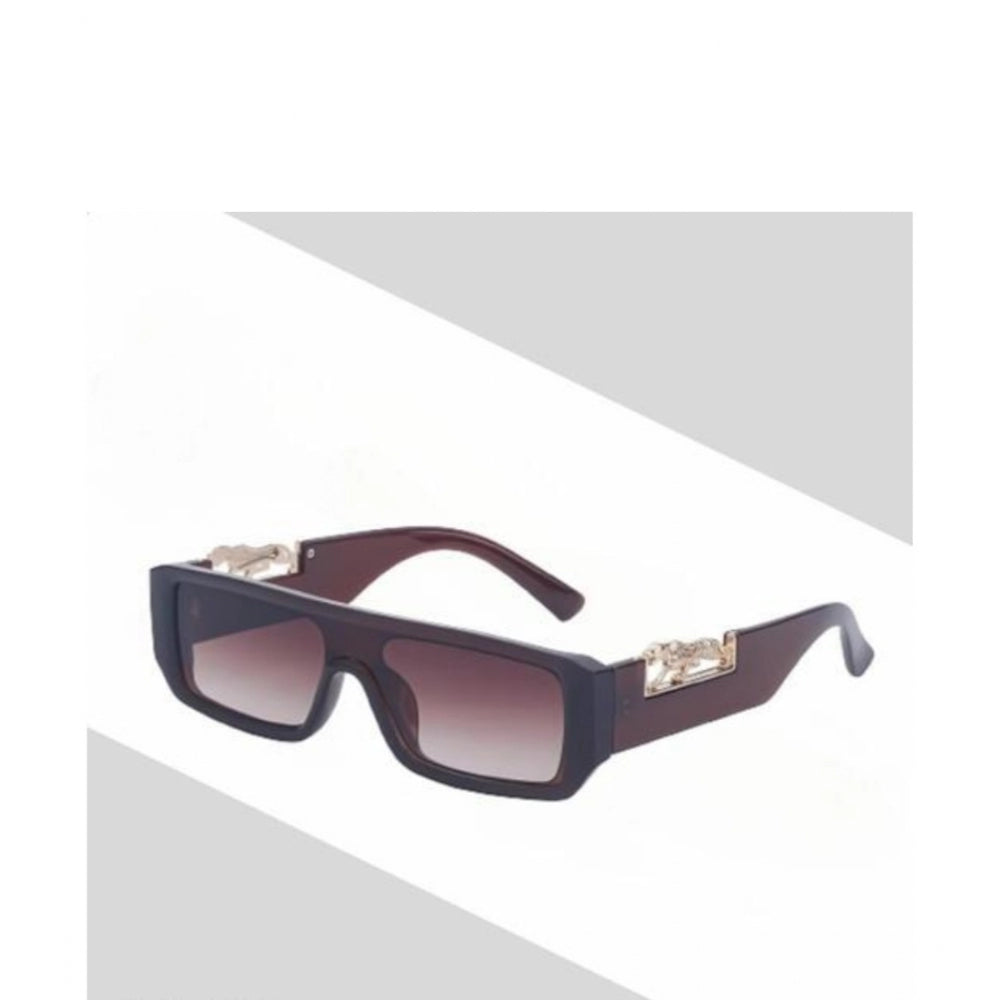 MultiColor polycarbonate unisex sunglasses with UV400 protection, rectangular frame style on display stand