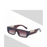 MultiColor polycarbonate unisex sunglasses with UV400 protection, rectangular frame style on display stand