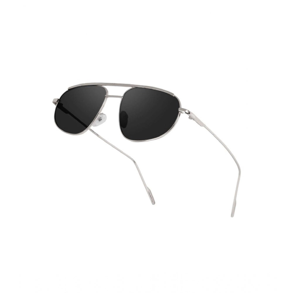 Silver metal aviator sunglasses for unisex, UV400 protection