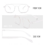 Multi-colored metal square frame unisex UV400 protection sunglasses pair, pack of 2