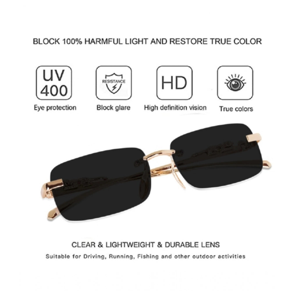 MultiColor alloy unisex UV400 protection sunglasses with rectangular frame, classic design on display stand