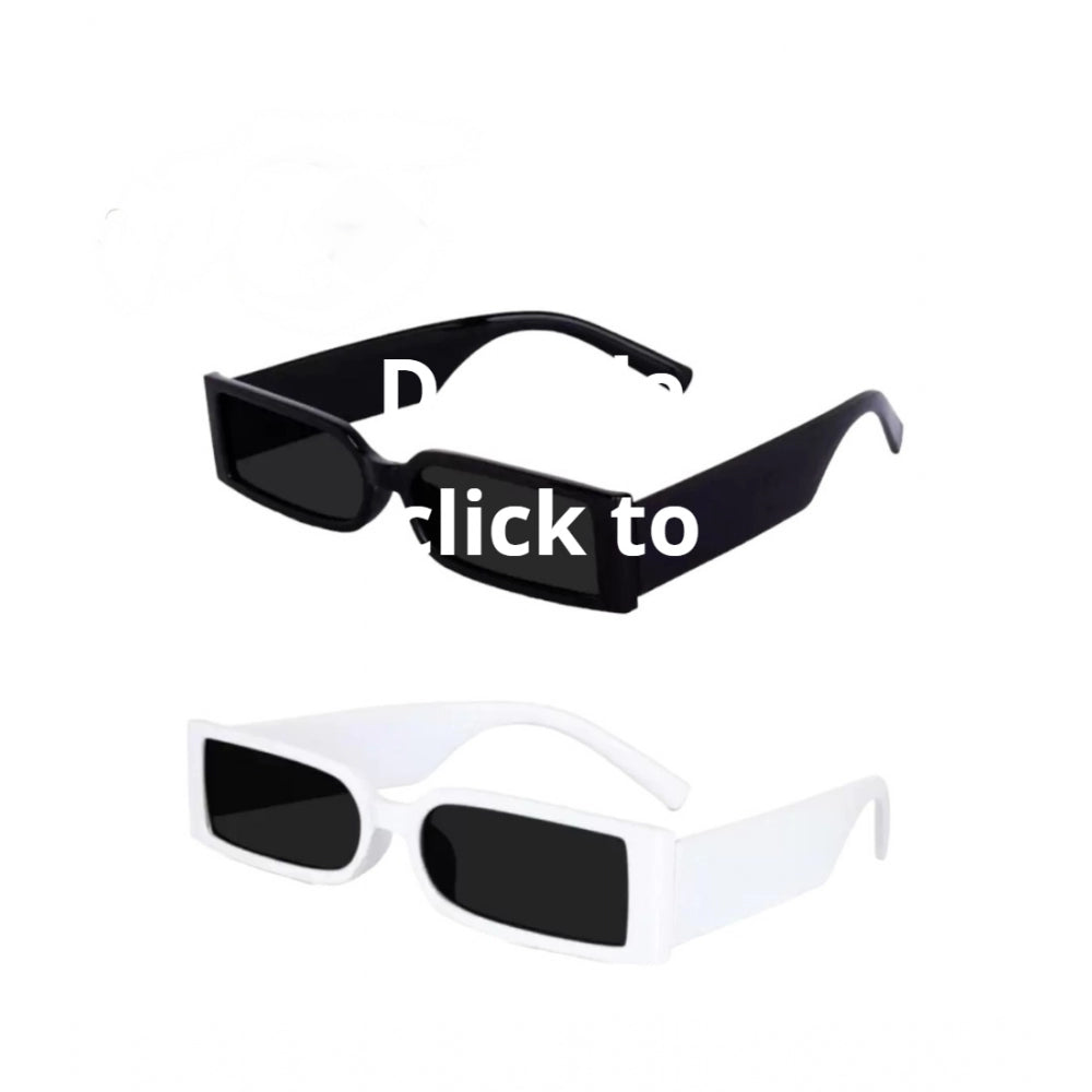 Multi-colored polycarbonate unisex sunglasses (2 pcs), UV400 protection, rectangular frame style
