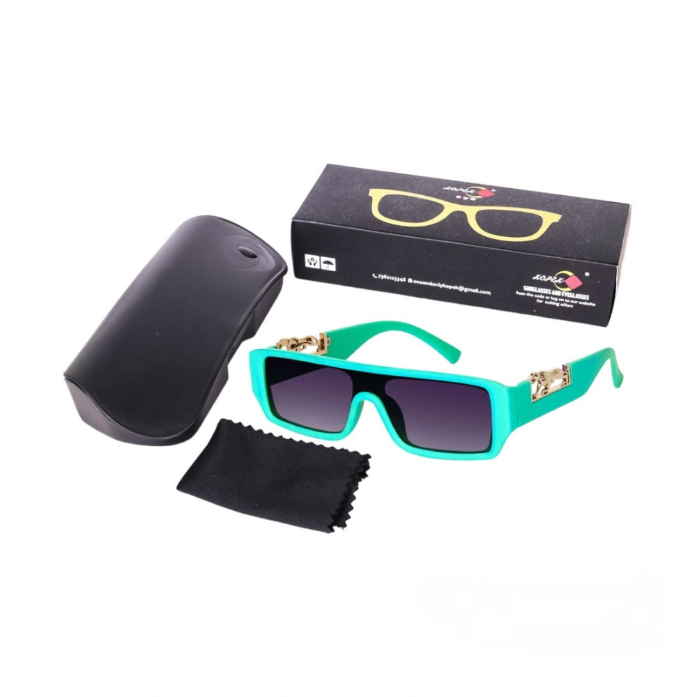 Multi-color polycarbonate rectangular sunglasses with UV400 protection, classic unisex style on display