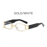 Multi-colored metal rectangular sunglasses with UV400 protection, suitable for both men and women