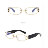 Metal multi-colored rectangular unisex sunglasses with UV400 protection