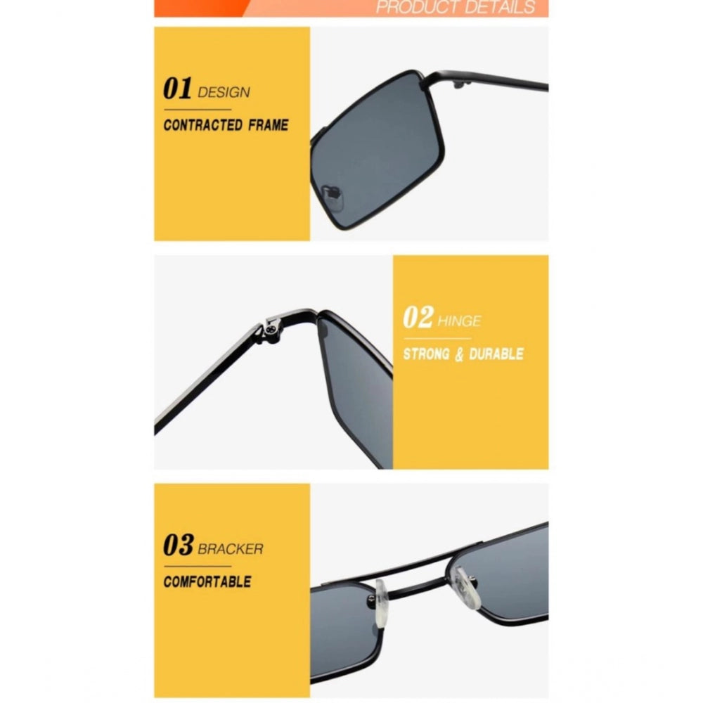 Metal rectangular multi-colored sunglasses with UV400 protection for unisex use, varied colors on display