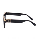 MultiColor plastic unisex UV400 protection retro square sunglasses with classic design on model's face