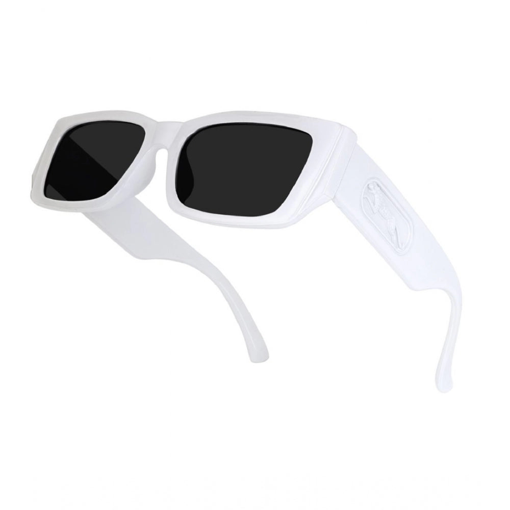 MultiColor polycarbonate unisex UV400 protection sunglasses pair, rectangular frames on a white background