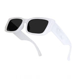 MultiColor polycarbonate unisex UV400 protection sunglasses pair, rectangular frames on a white background