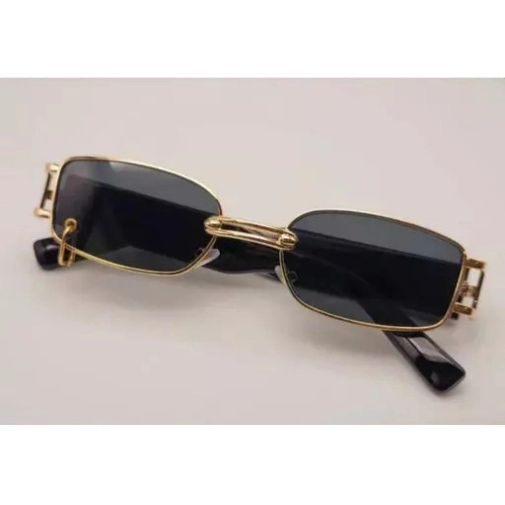 Multi-colored metal rectangular sunglasses with UV400 protection for unisex - varied shades on display