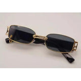 Multi-colored metal rectangular sunglasses with UV400 protection for unisex - varied shades on display
