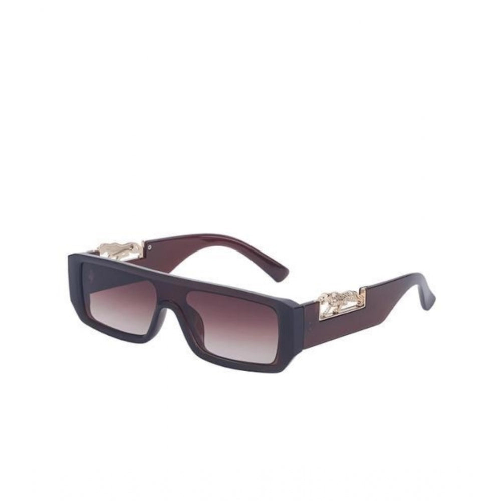 MultiColor polycarbonate unisex sunglasses with UV400 protection, classic rectangular frame design on a display stand