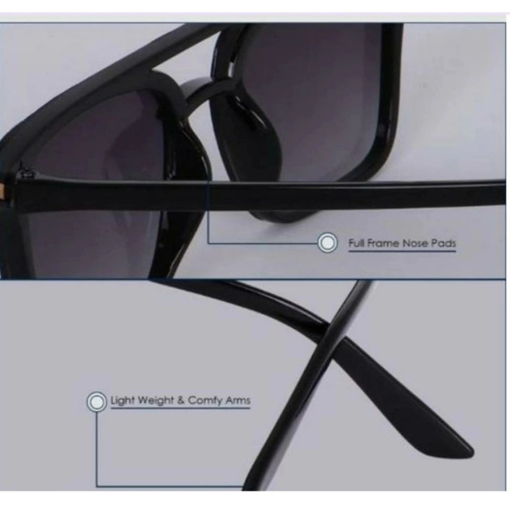 MultiColor polycarbonate unisex UV400 protection sunglasses - Pack of 2 retro square style, on model