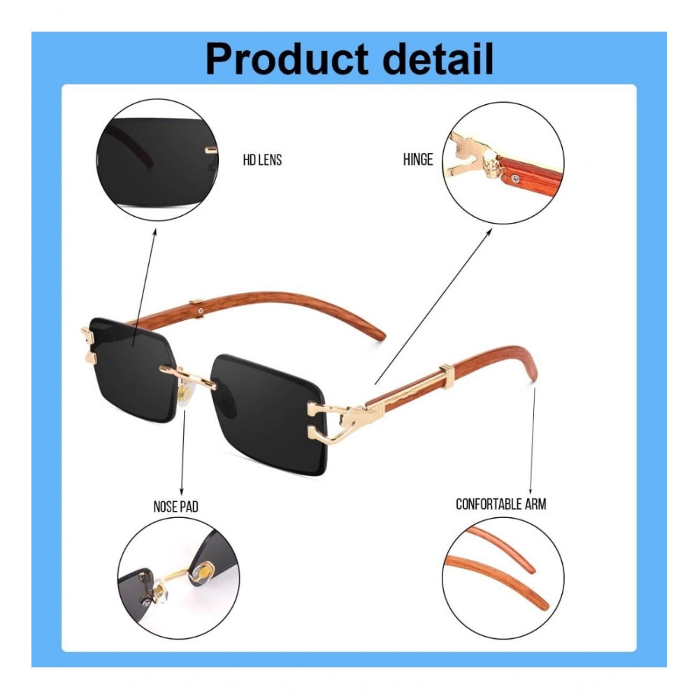 Black metal retro square sunglasses with UV400 protection for unisex use, close-up view on model's face