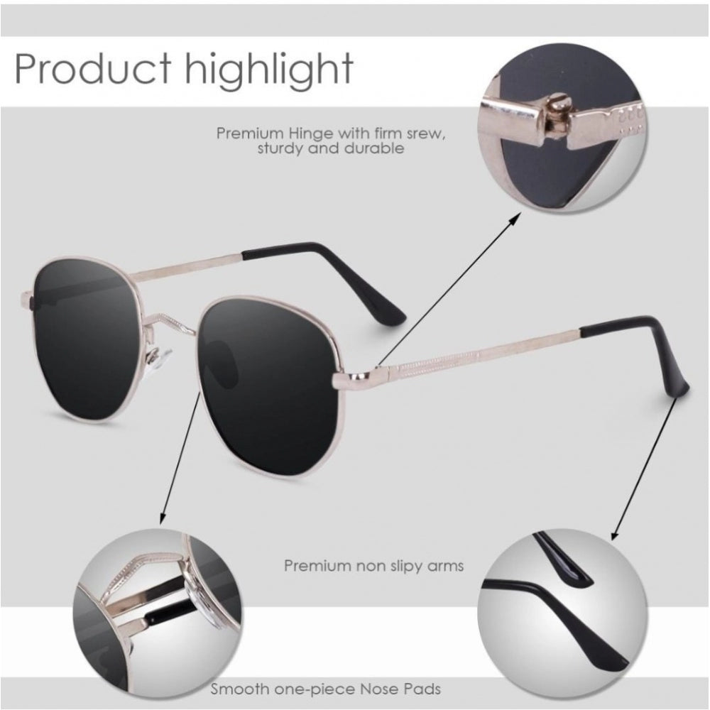 Metal round-frame classic unisex sunglasses pack (2pcs), UV400 protection, multi-colored