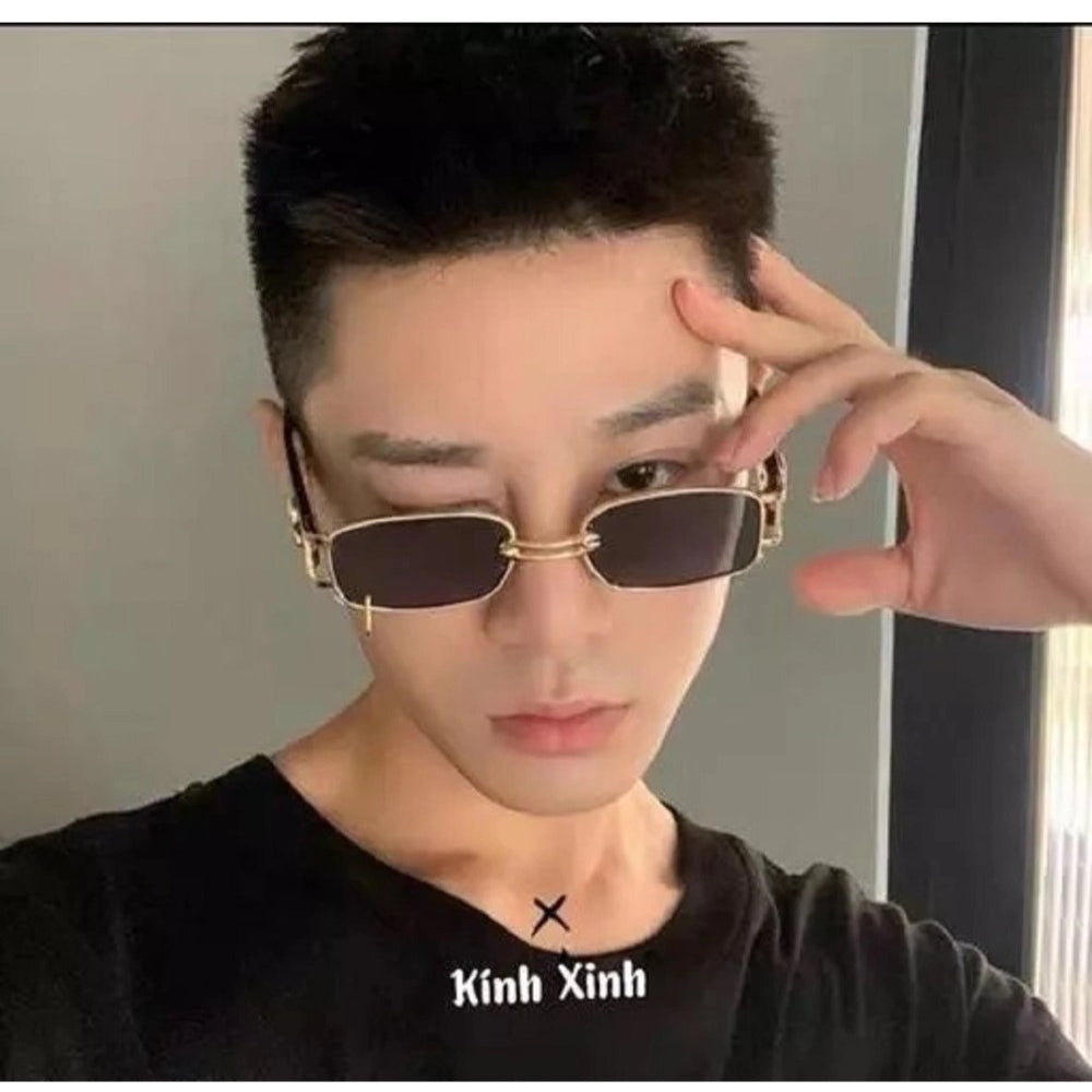 Metal rectangular sunglasses, multi-colored with UV400 protection for unisex