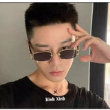 Metal rectangular sunglasses, multi-colored with UV400 protection for unisex