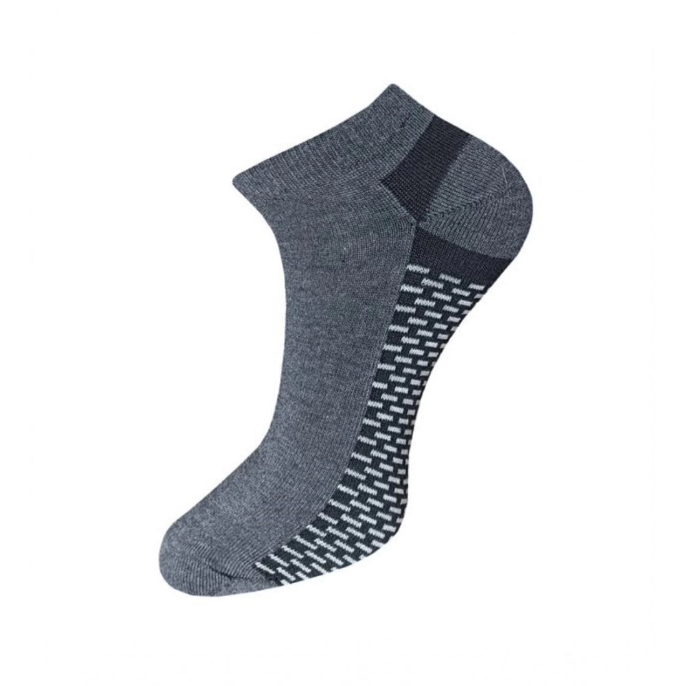 Black cotton ankle socks with a checkered pattern. Unisex, casual socks.
