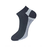 Black & gray striped ankle socks, unisex cotton, casual crew length.
