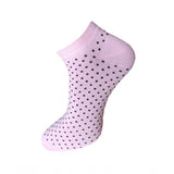 Pink cotton ankle socks with black dots, unisex 3-pair set.