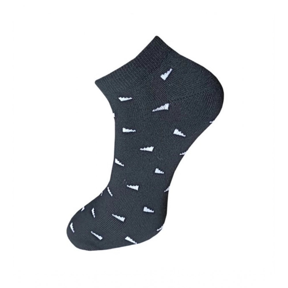 Black and white printed cotton ankle socks with dots, casual unisex socks.