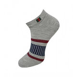Multicolor unisex casual cotton printed ankle-length socks set (3 pairs) on display