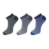 Multicolor striped cotton unisex casual ankle socks set on display rack