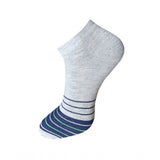 Grey striped cotton ankle socks, 3-pair set, casual, multicolor.